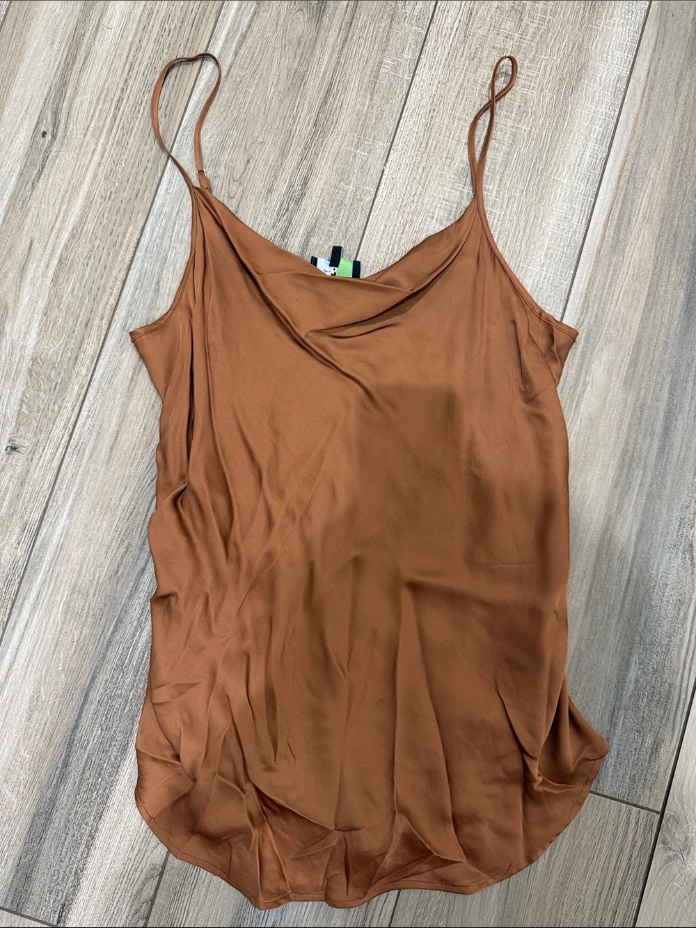 7 For All Mankind Satin Cowl Neck Camisole in Rust Brown